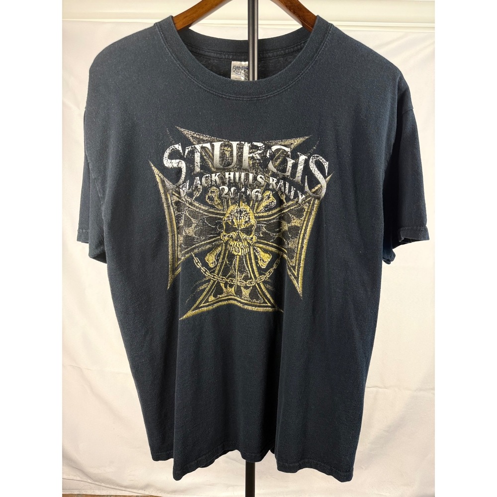 Gildan Mens Large Sturgis Black Hills Rally 2006 Skull Graphic Tee Biker Rock